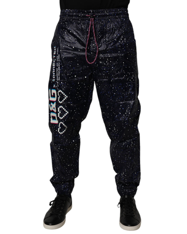 Dark Blue DG Game Print Cotton Jogger Pants