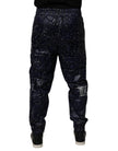 Dark Blue DG Game Print Cotton Jogger Pants