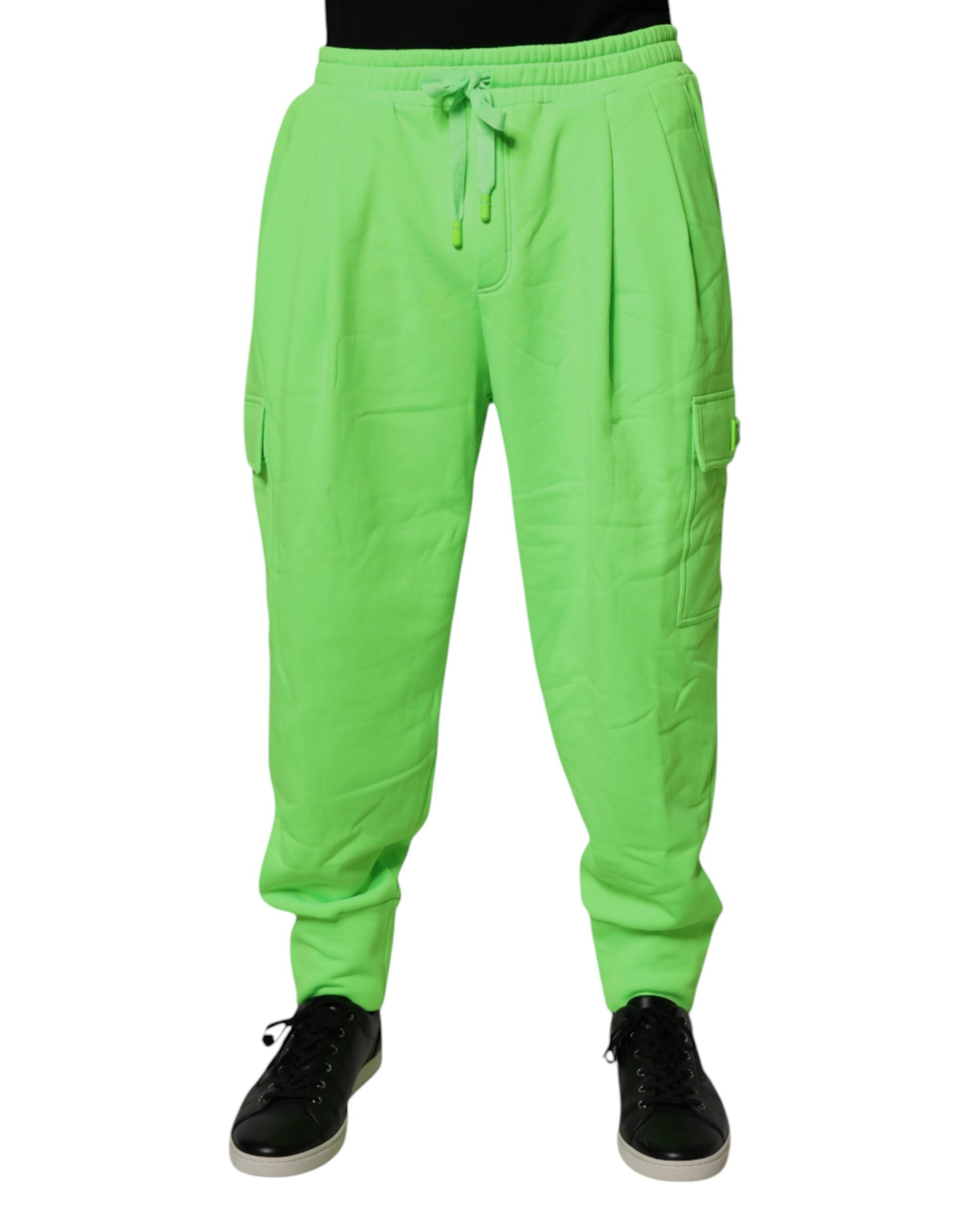 Neon Green Cargo Jogger Men Sweatpants Pants