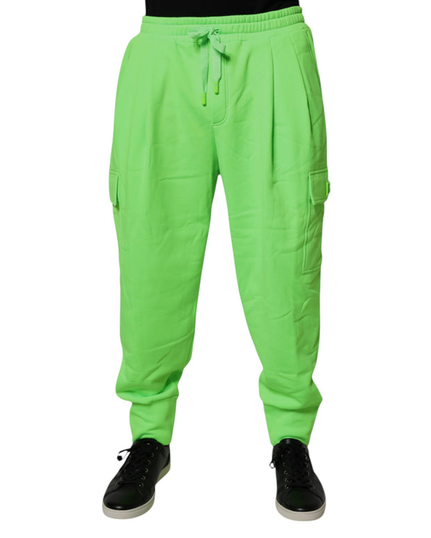 Neon Green Cargo Jogger Men Sweatpants Pants