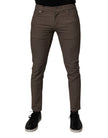 Brown Cotton Stretch Chino Pants