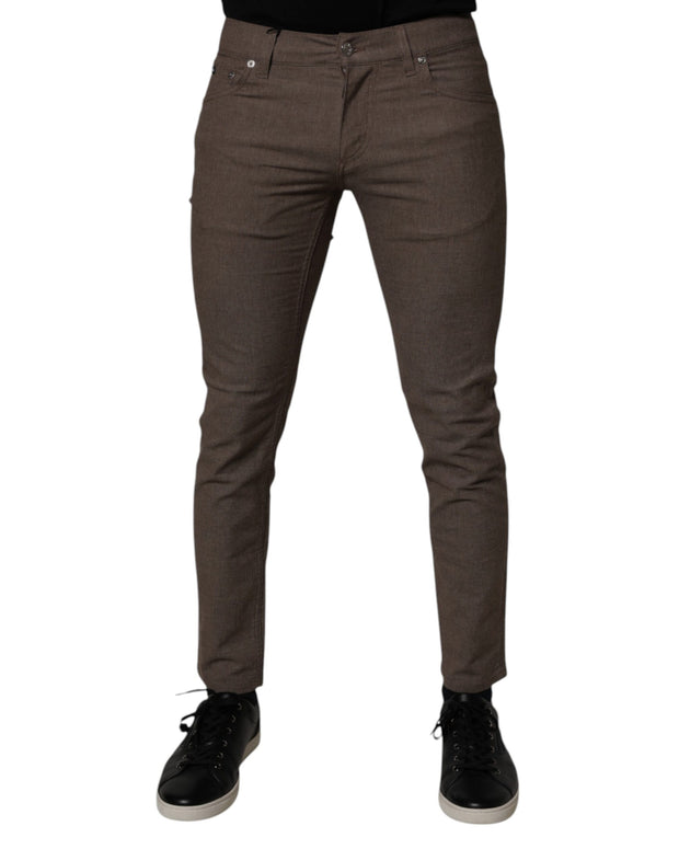 Brown Cotton Stretch Chino Pants