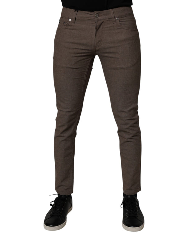 Brown Cotton Stretch Chino Pants