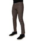 Brown Cotton Stretch Chino Pants