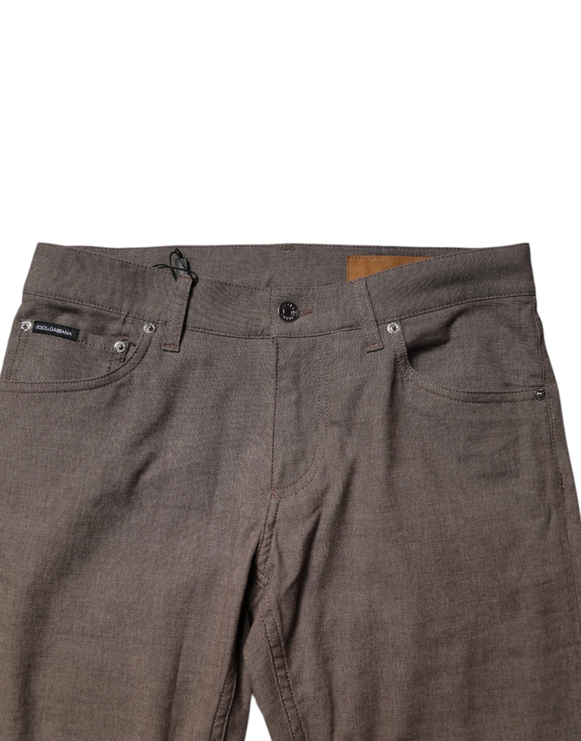 Brown Cotton Stretch Chino Pants