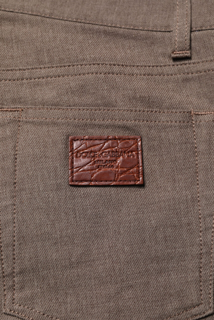 Brown Cotton Stretch Chino Pants