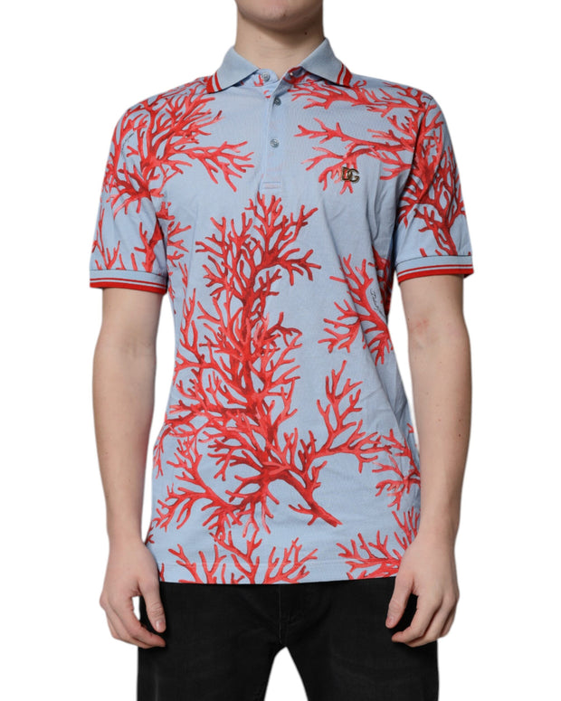 Light Blue Coral Cotton Polo Shirt T-shirt