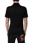 Black Polyester DG Logo Collared Polo T-shirt