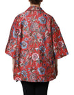 Red Floral Jacquard Button Down Coat Jacket
