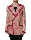 Pink Gold Jacquard Nylon Coat Blazer Jacket