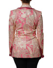 Pink Gold Jacquard Nylon Coat Blazer Jacket