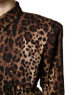 Brown Leopard Silk Button Down Coat Jacket