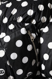 Black White Polka Dot Full Zip Puffer Jacket