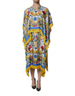 Multicolor Majolica Kaftan Short Sleeves Maxi Dress