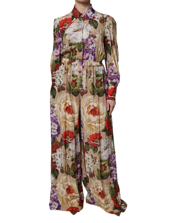 Multicolor Floral Wide Leg Jumpsuit Dress