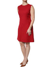 Red Wool Sleeveless Knee Length A-line Dress