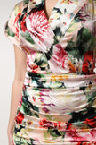 Multicolor Floral Short Sleeves Sheath Midi Dress