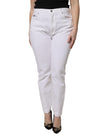 White Cotton Mid Waist Skinny Denim Jeans