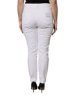 White Cotton Mid Waist Skinny Denim Jeans
