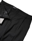 Black Wool High Waist Boot Cut Dress Pants