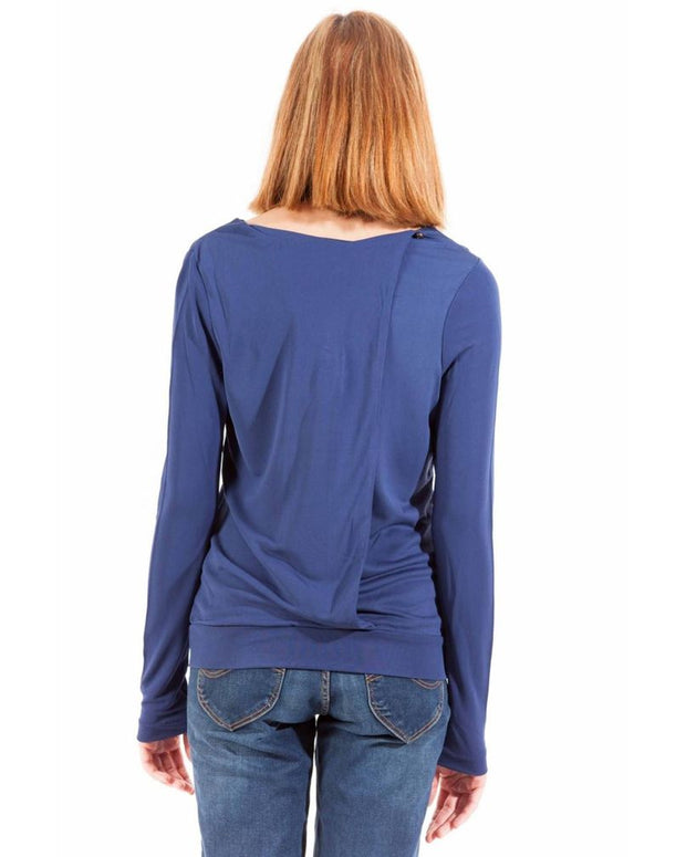 Blue Viscose Women T-Shirt