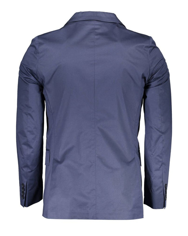 Blue Cotton Men Jacket