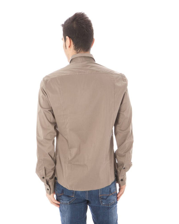 Green Cotton Men Shirt