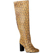 Beige Leather Womens High Boot
