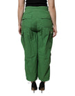 Green Cotton High Waist Cargo Pants