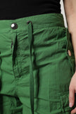 Green Cotton High Waist Cargo Pants