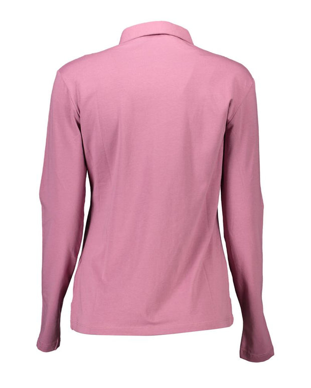 Pink Cotton Women Polo Shirt