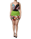 Multicolor Floral Patchwork Fitted Mini Dress