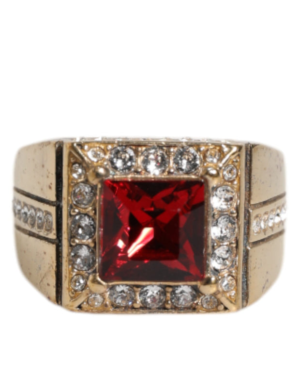 Gold Tone Sterling Silver 925 Crystals Ring