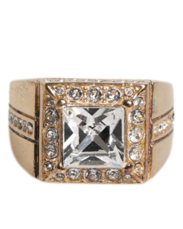 Gold Tone Sterling Silver 925 Crystals Ring
