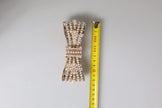 Gold Tone Brass Bow Crystal FauxPearl Embellished Brooch