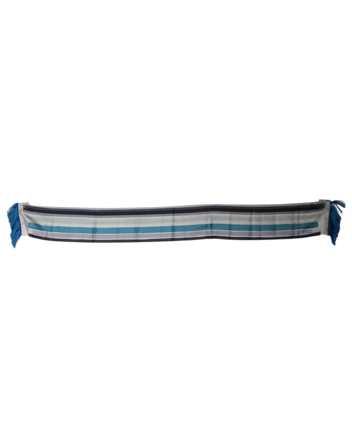 Multicolor Stripes Silk Fringes Neck Foulard Scarf
