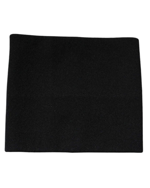 Black Cashmere Knitted Square Handkerchief Scarf