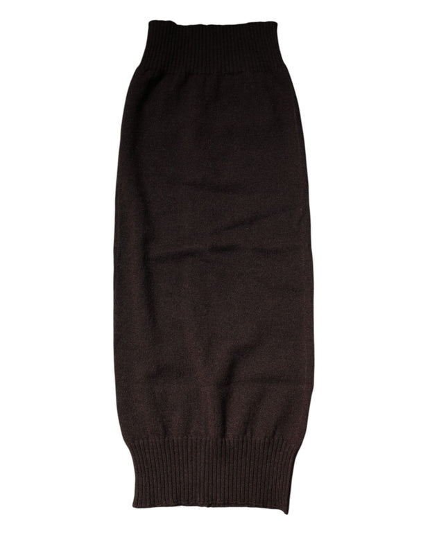Brown Cashmere Knitted Neck Warmer Foulard Scarf