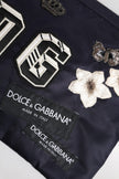 Blue DG Logo Patch Embellished Pouch Clutch Bag