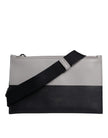Black White Leather Logo Embossed Crossbody Bag