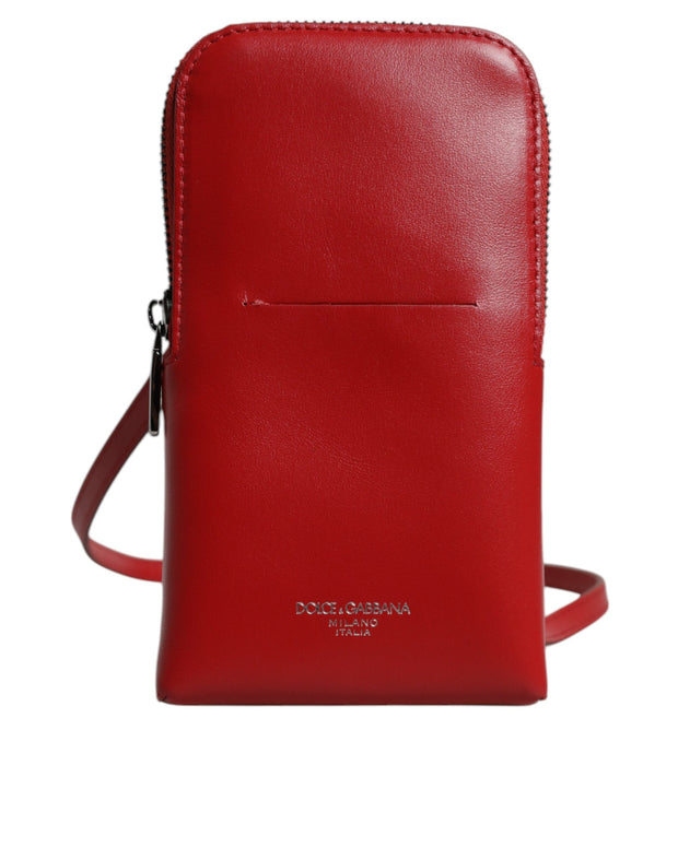 Red Leather Purse Phone Sling Crossbody Neck Strap Bag