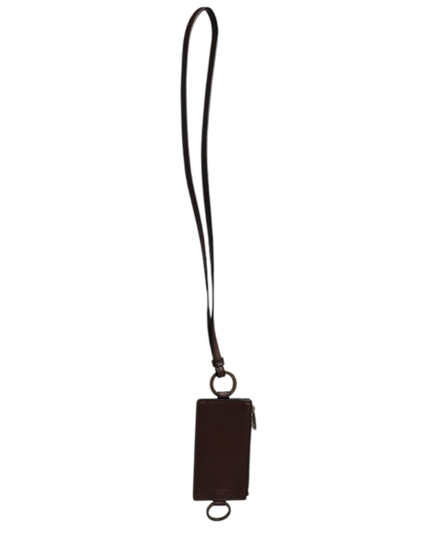 Brown Calf Leather Lanyard Logo Card Holder Wallet