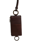 Brown Calf Leather Lanyard Logo Card Holder Wallet