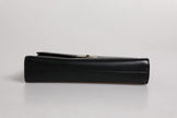 Black Leather Logo Plaque Document Briefcase Bag