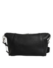 Black Leather Logo Plaque Shoulder Crossbody Bag