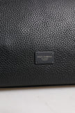 Black Leather Logo Plaque Shoulder Crossbody Bag
