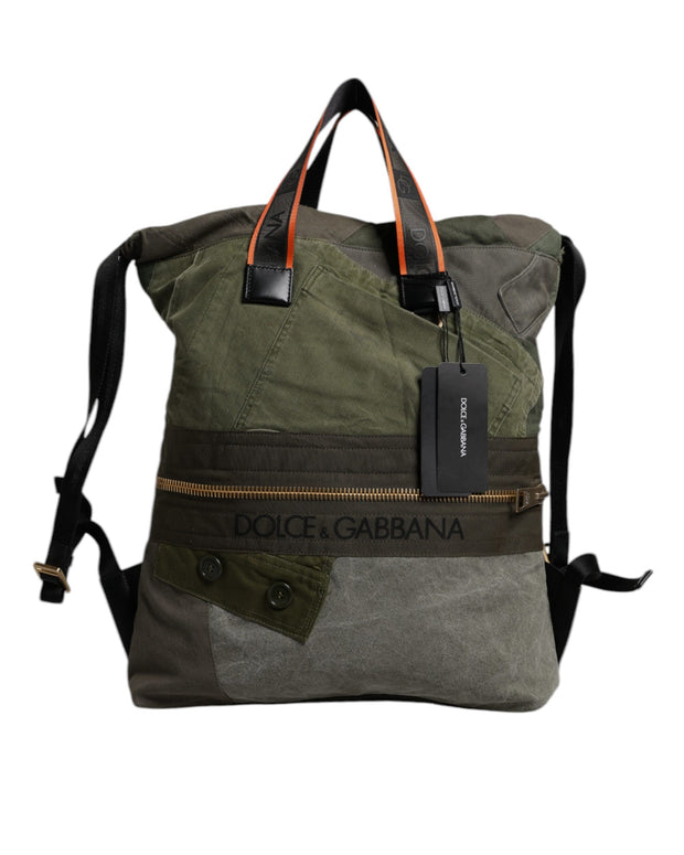 Military Green Patchwork Rucksack Backpack Bag
