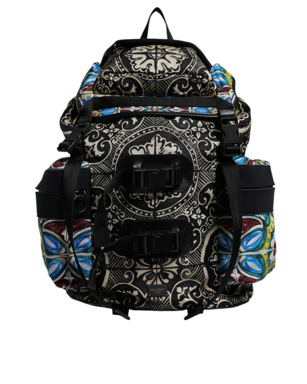 Multicolor Maiolica Print Nylon Backpack Bag