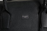 Black Calfskin Leather Hand Shoulder Duffle Bag