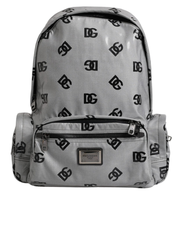 Polyester Gray Black DG Logo Plaque Backpack Bag